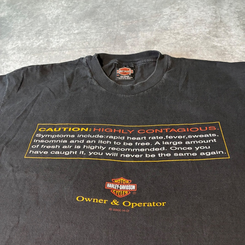 Vintage 2000 Harley-Davidson Salinas CA Highly Contagious T-Shirt Mens XL Black